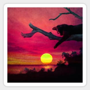 Cat watching sunset Magnet